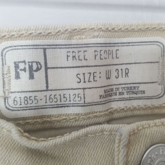 Free People Busted knee high waisted tan jeans - Picture 3 of 7